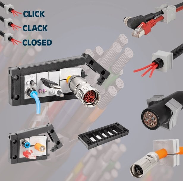 New Icotek IP54 rated KEL-FA split multi-cable entry framesfor cables with connectors now available from Foremost Electronics